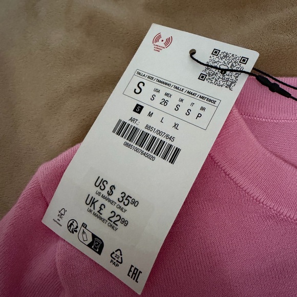 Zara Vibrant Pink and Yellow Sweaters Women’s S - Picture 4 of 6